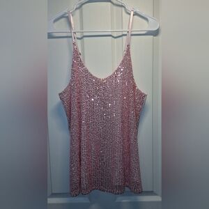 Pink Sequin Tank Top Cami Women's Medium